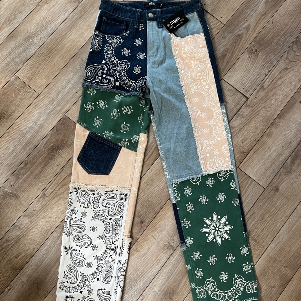 Jaded London Patchwork Paisley Print Jeans - Brand New with Tags - W28